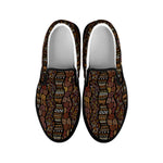 African Afro Inspired Pattern Print Black Slip On Shoes