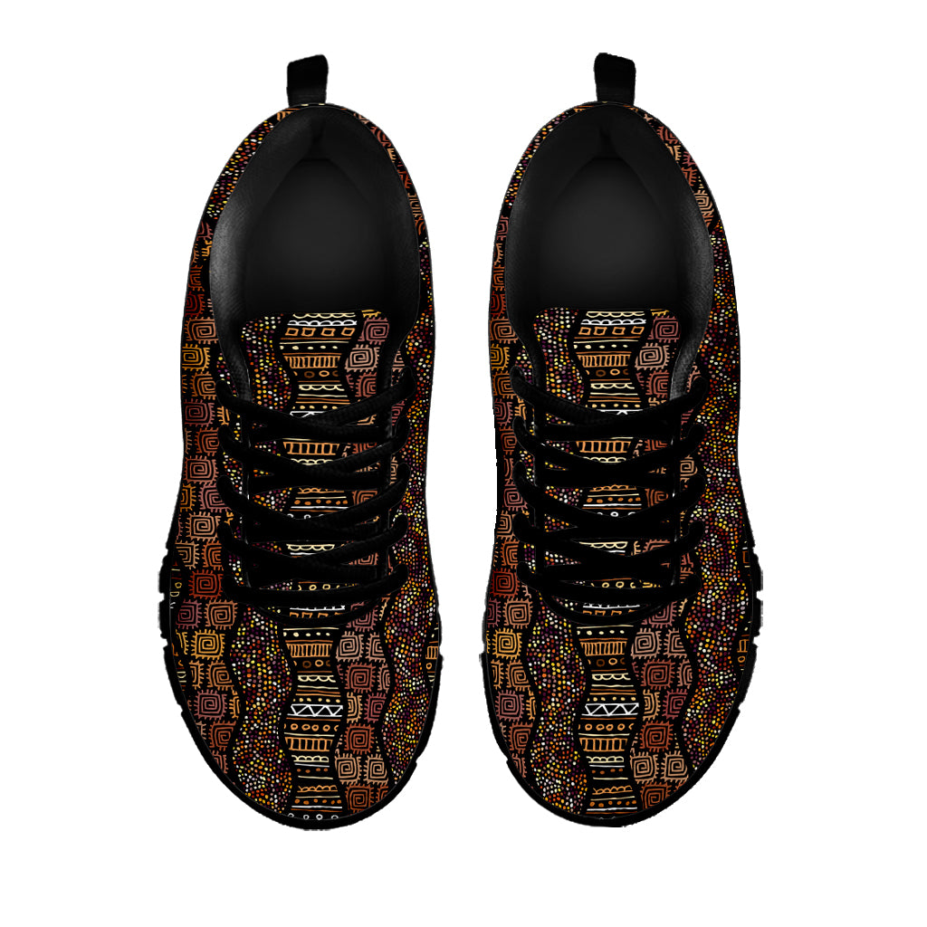 African Afro Inspired Pattern Print Black Sneakers