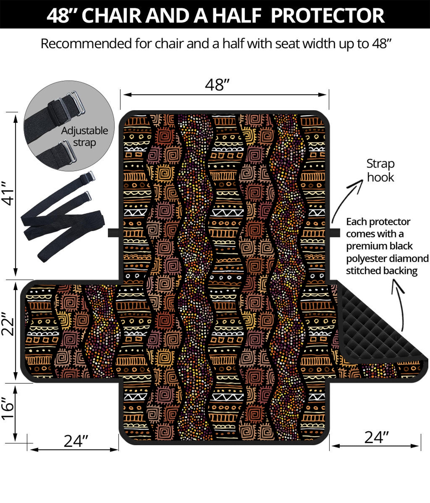 African Afro Inspired Pattern Print Half Sofa Protector