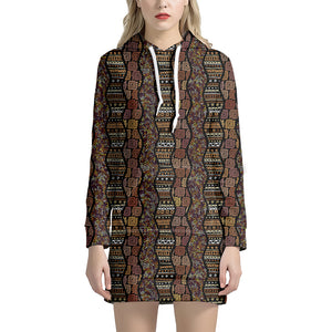 African Afro Inspired Pattern Print Hoodie Dress