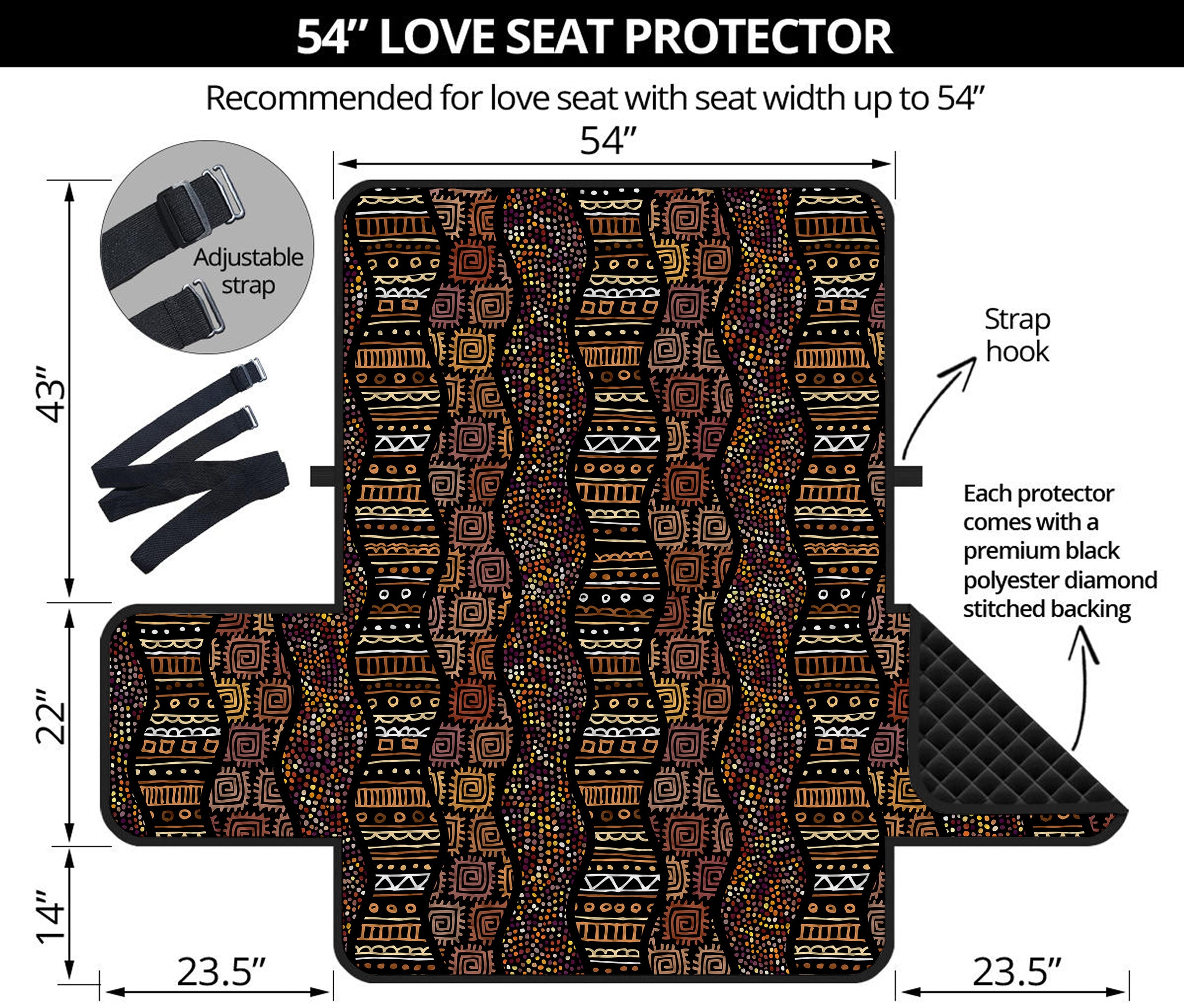 African Afro Inspired Pattern Print Loveseat Protector