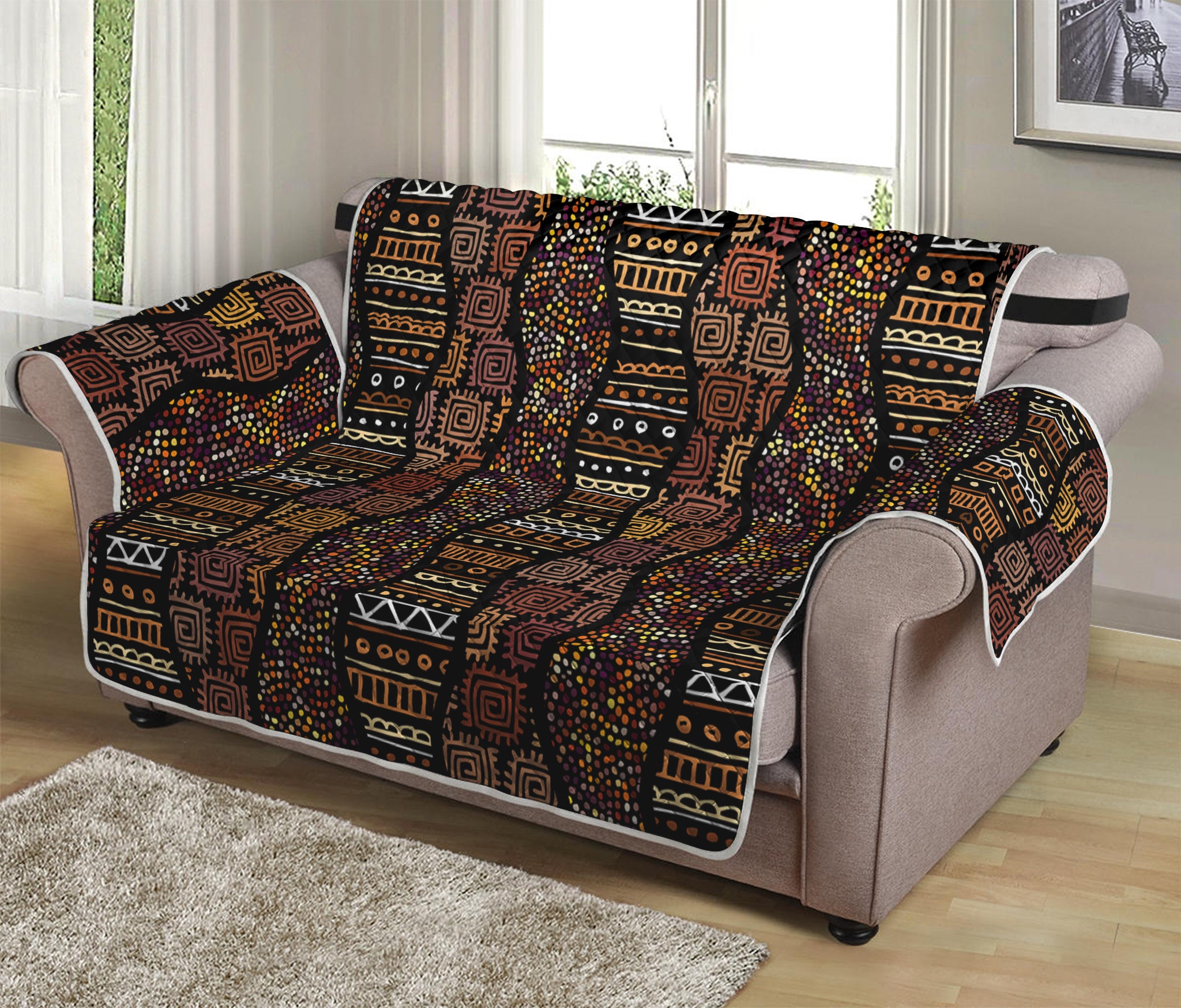 African Afro Inspired Pattern Print Loveseat Protector