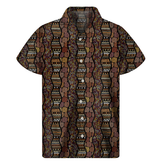 African Afro Inspired Pattern Print Men's Short Sleeve Shirt