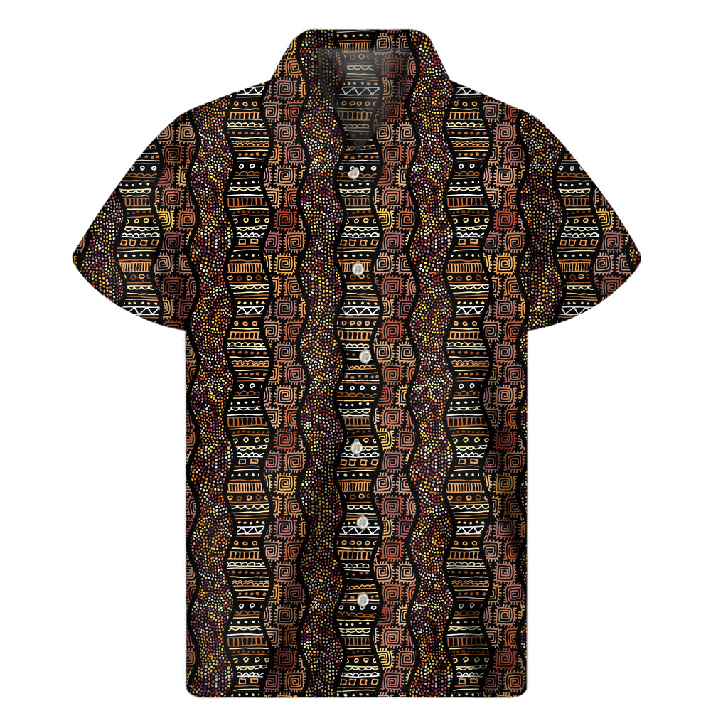 African Afro Inspired Pattern Print Men's Short Sleeve Shirt