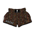 African Afro Inspired Pattern Print Muay Thai Boxing Shorts