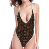 African Afro Inspired Pattern Print One Piece High Cut Swimsuit