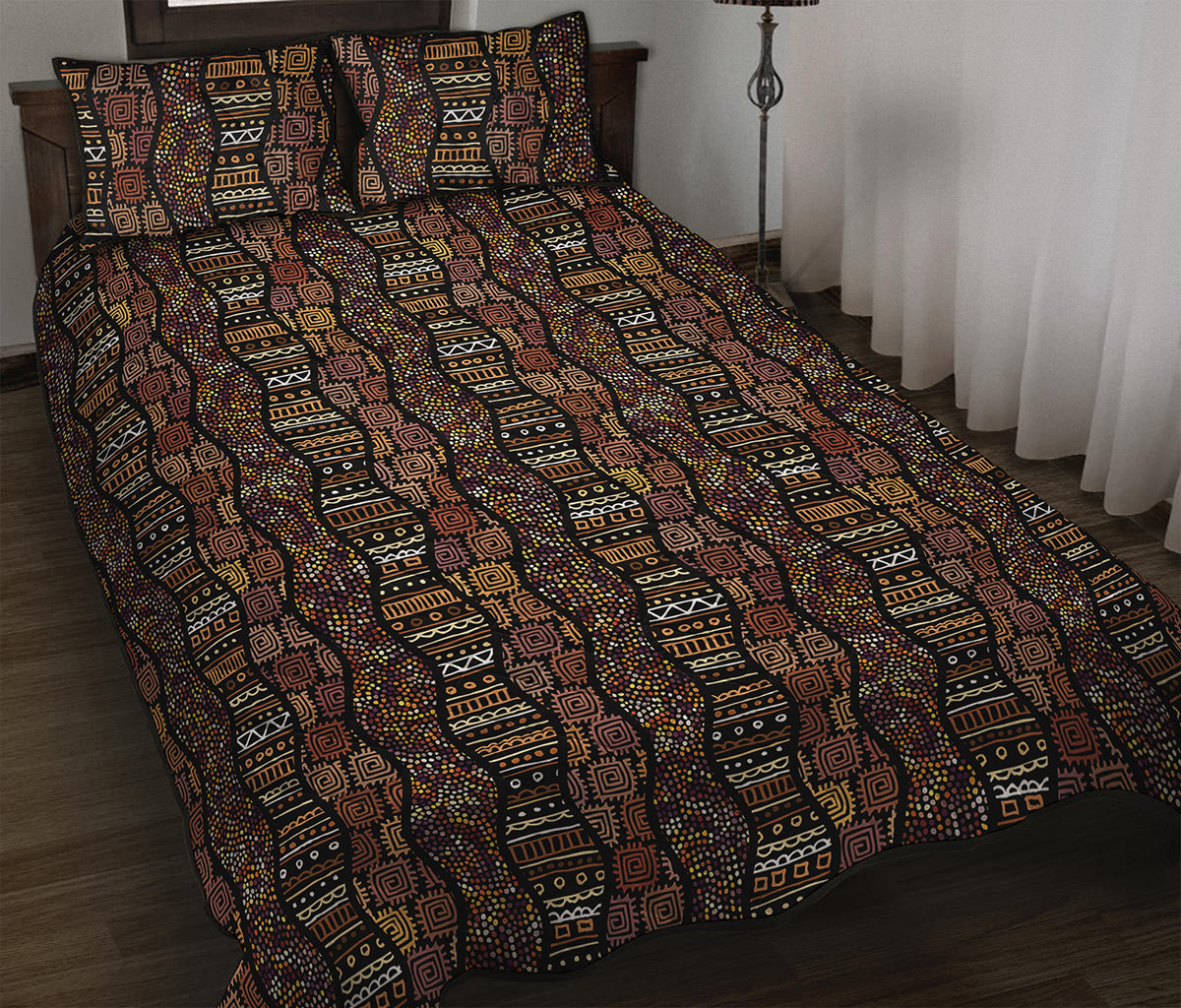 African Afro Inspired Pattern Print Quilt Bed Set