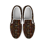 African Afro Inspired Pattern Print White Slip On Shoes