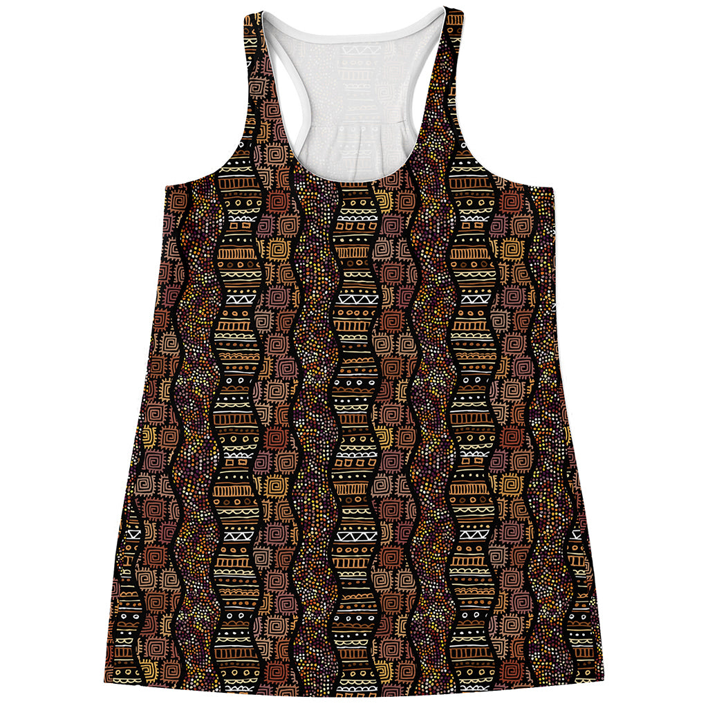 African Afro Inspired Pattern Print Women's Racerback Tank Top