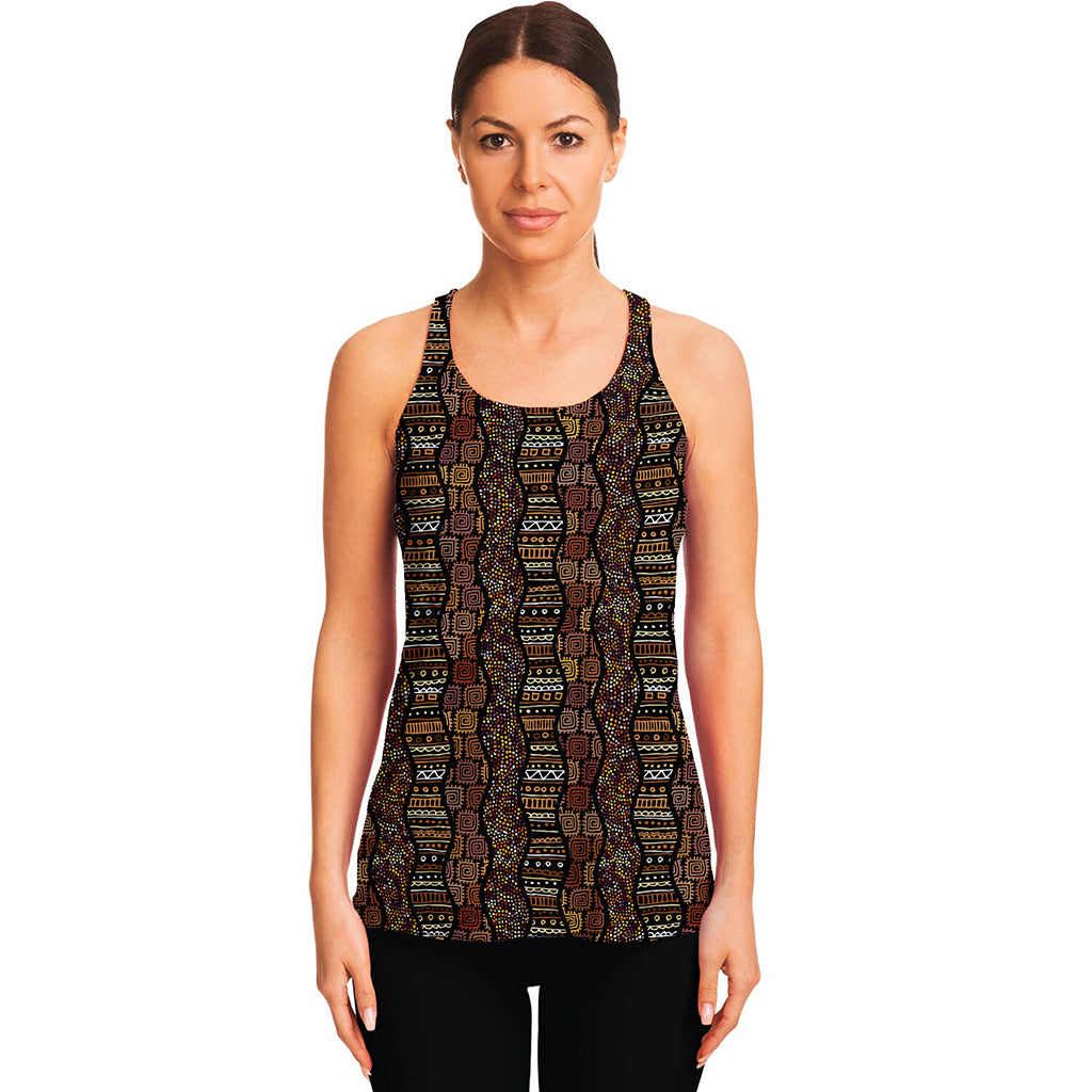 African Afro Inspired Pattern Print Women's Racerback Tank Top