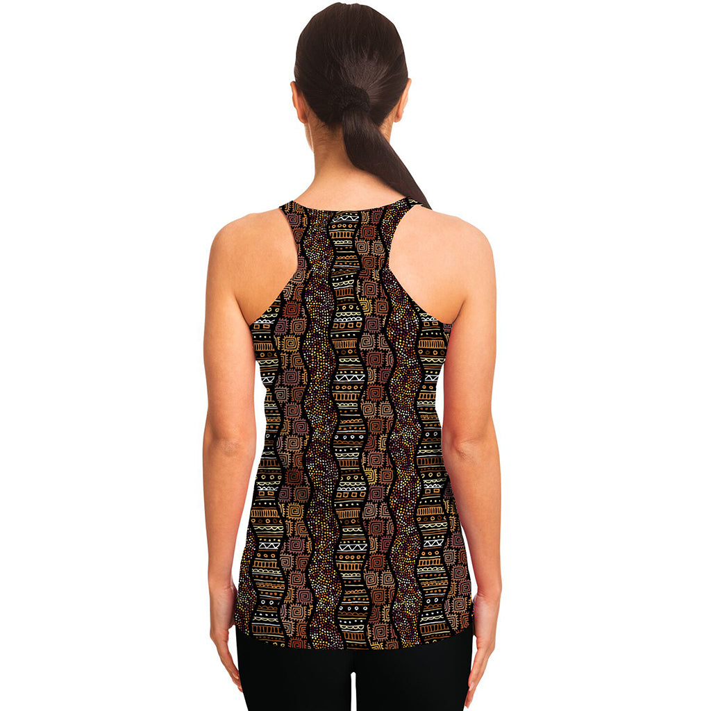 African Afro Inspired Pattern Print Women's Racerback Tank Top