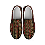 African Ethnic Pattern Print Black Slip On Shoes