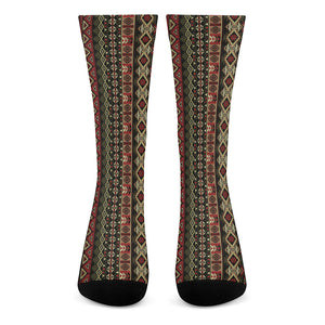 African Ethnic Pattern Print Crew Socks