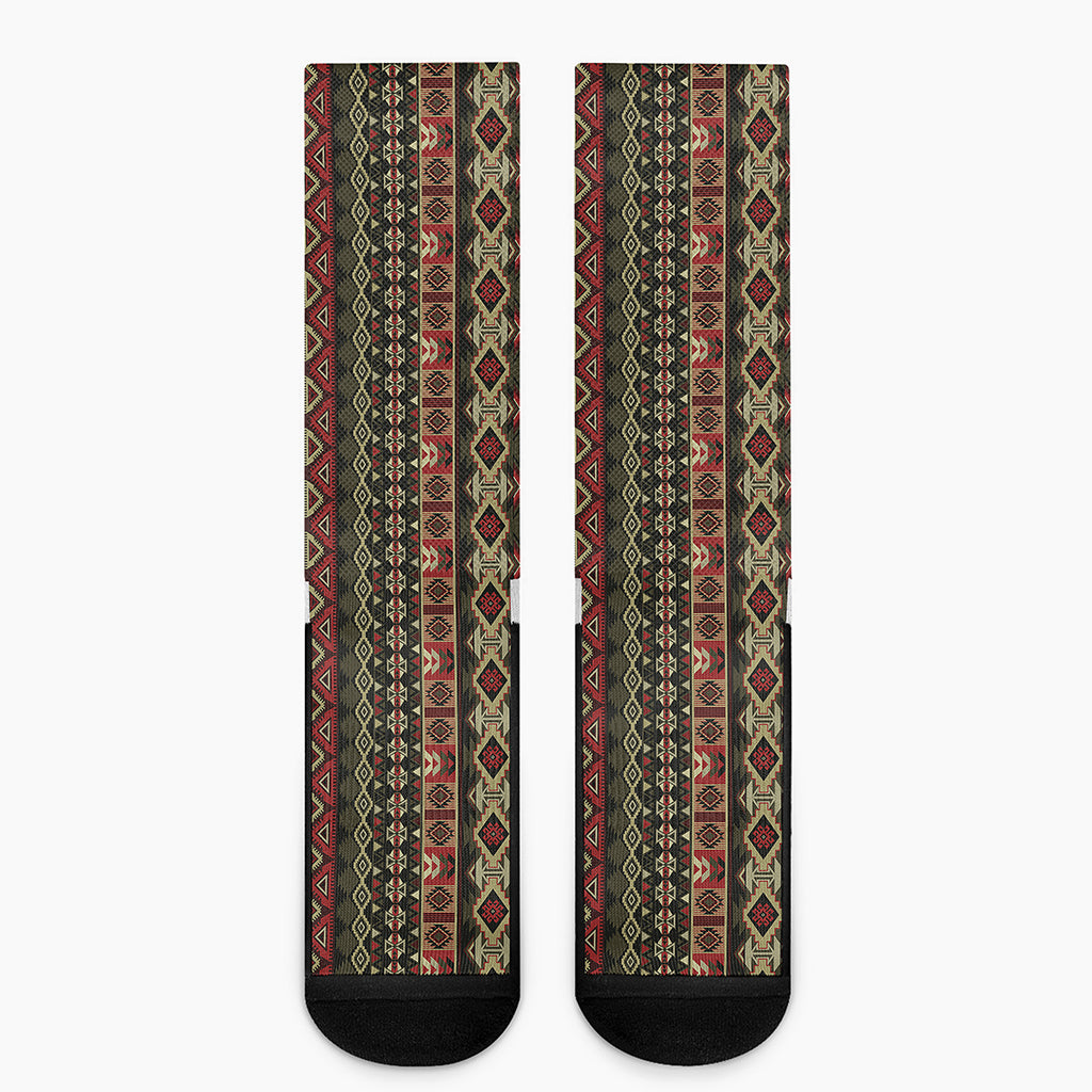 African Ethnic Pattern Print Crew Socks