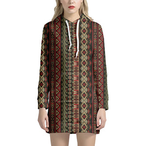 African Ethnic Pattern Print Hoodie Dress