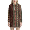 African Ethnic Pattern Print Hoodie Dress