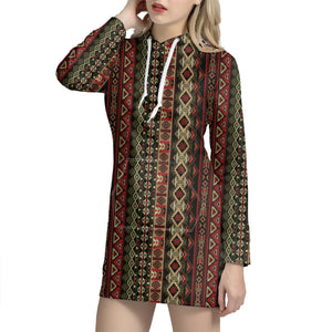 African Ethnic Pattern Print Hoodie Dress