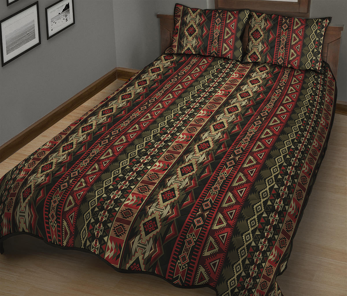 African Ethnic Pattern Print Quilt Bed Set