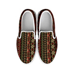 African Ethnic Pattern Print White Slip On Shoes