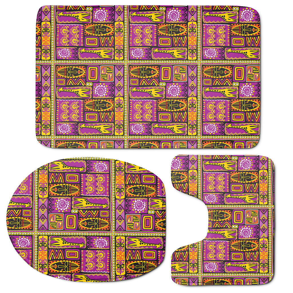 African Ethnic Tribal Inspired Print 3 Piece Bath Mat Set
