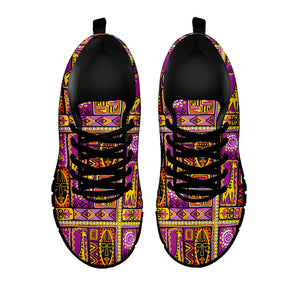 African Ethnic Tribal Inspired Print Black Sneakers