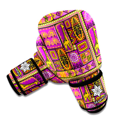 African Ethnic Tribal Inspired Print Boxing Gloves