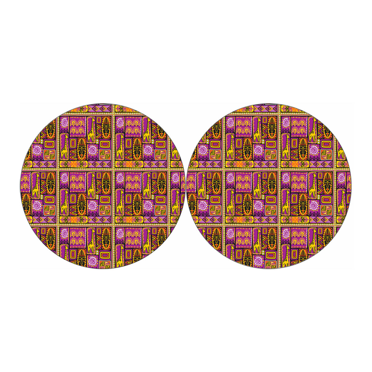 African Ethnic Tribal Inspired Print Car Coasters