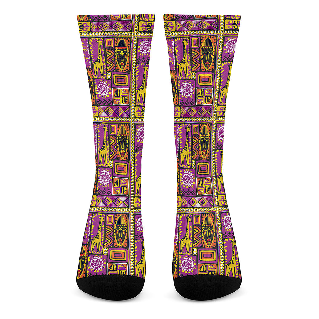 African Ethnic Tribal Inspired Print Crew Socks