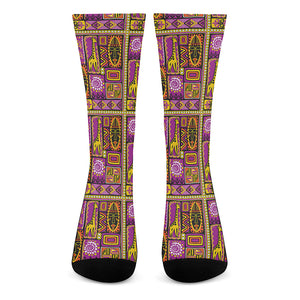 African Ethnic Tribal Inspired Print Crew Socks