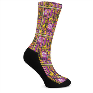 African Ethnic Tribal Inspired Print Crew Socks