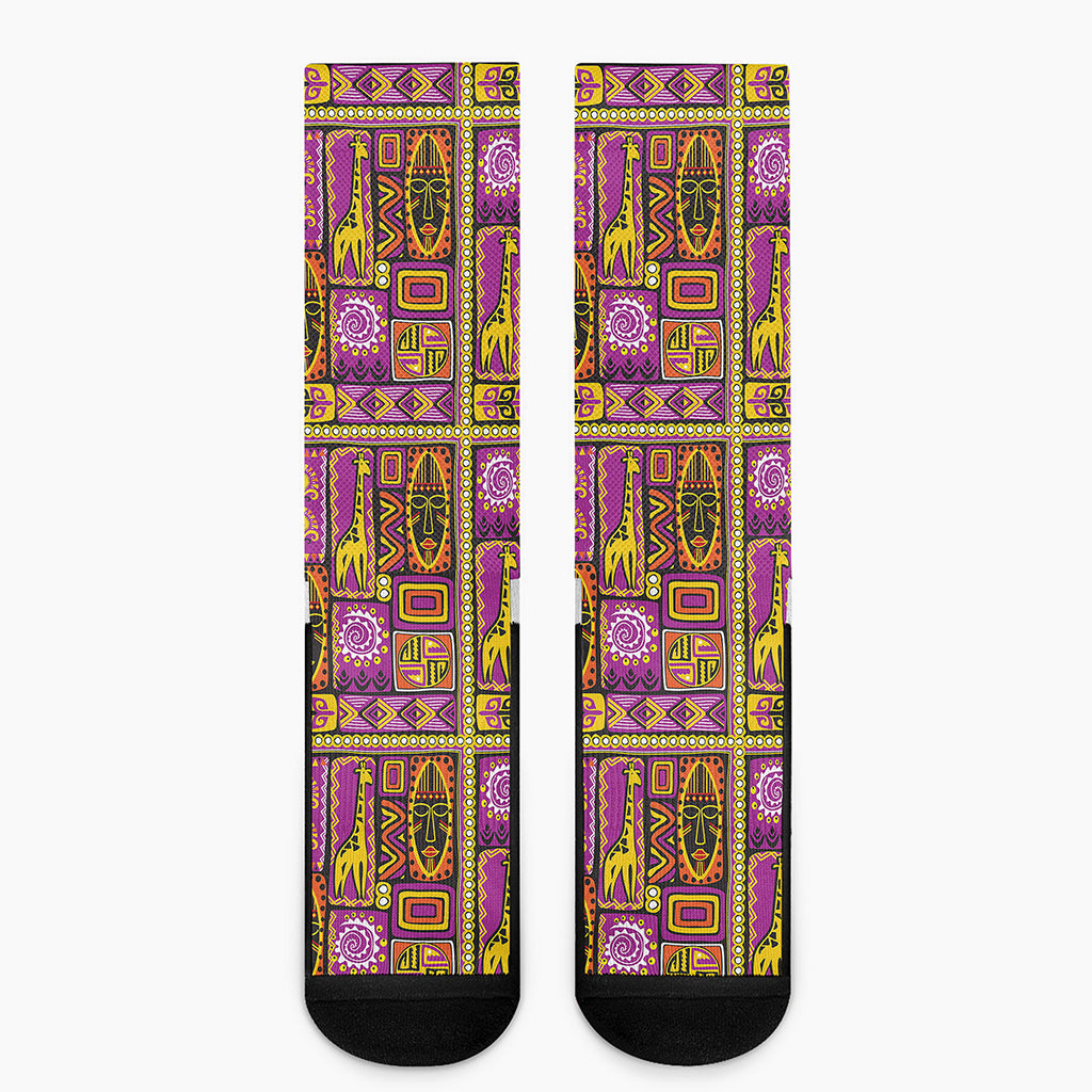 African Ethnic Tribal Inspired Print Crew Socks