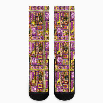 African Ethnic Tribal Inspired Print Crew Socks