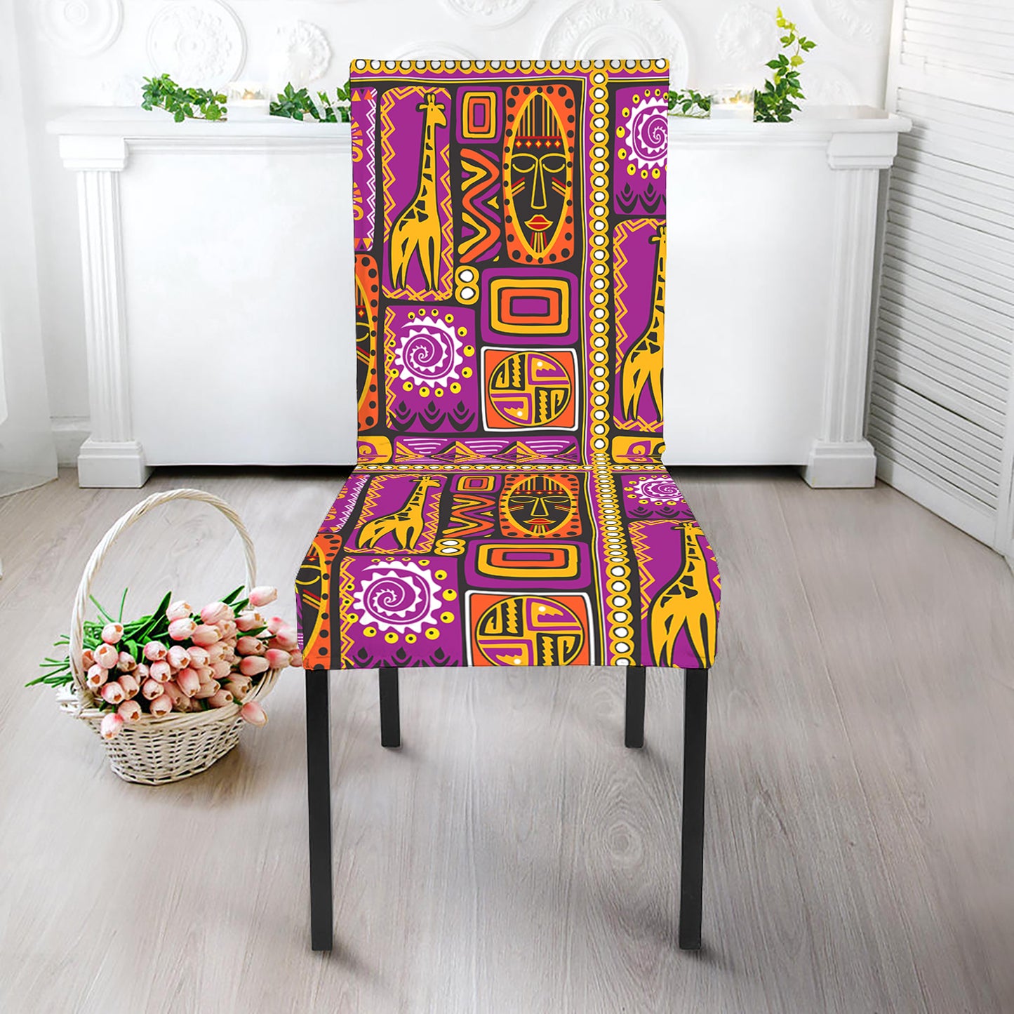 African Ethnic Tribal Inspired Print Dining Chair Slipcover