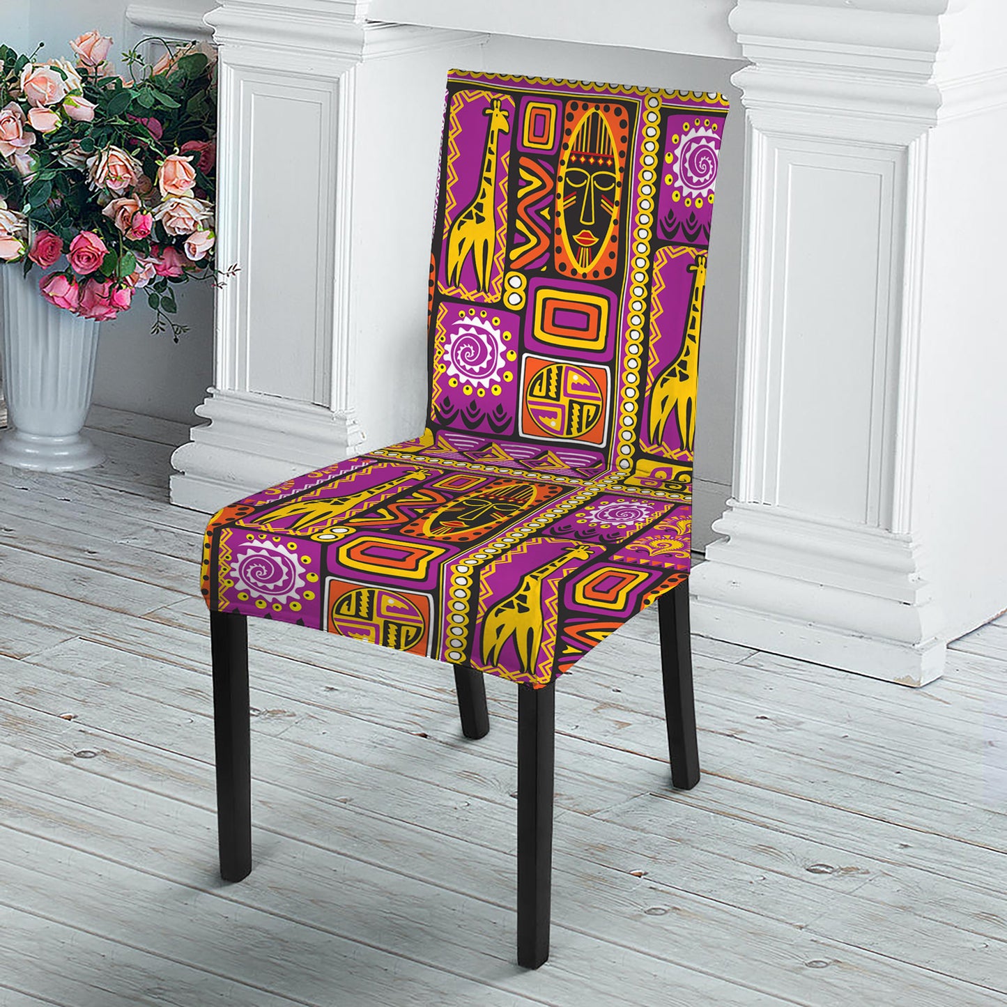 African Ethnic Tribal Inspired Print Dining Chair Slipcover