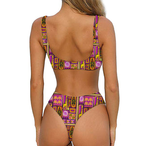 African Ethnic Tribal Inspired Print Front Bow Tie Bikini