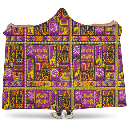 African Ethnic Tribal Inspired Print Hooded Blanket