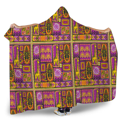 African Ethnic Tribal Inspired Print Hooded Blanket