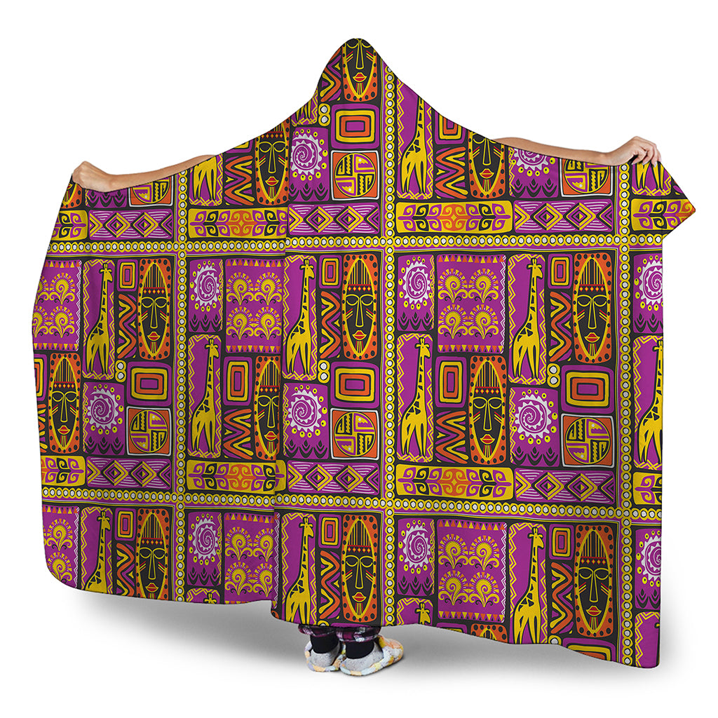 African Ethnic Tribal Inspired Print Hooded Blanket