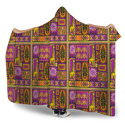 African Ethnic Tribal Inspired Print Hooded Blanket