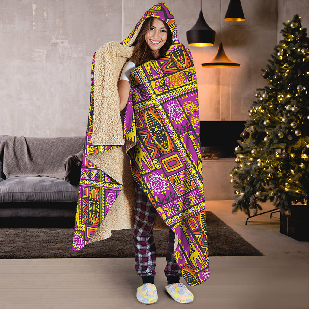 African Ethnic Tribal Inspired Print Hooded Blanket