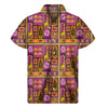 African Ethnic Tribal Inspired Print Men's Short Sleeve Shirt