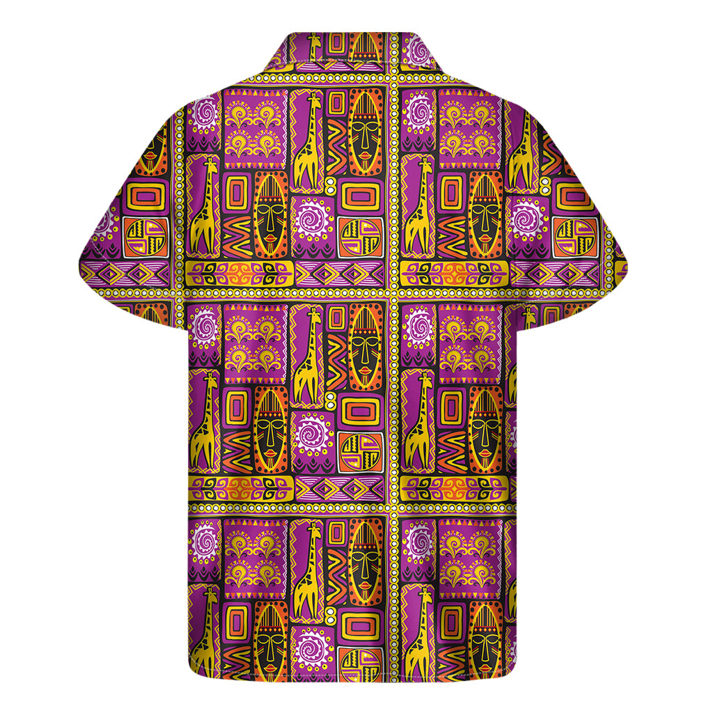 African Ethnic Tribal Inspired Print Men's Short Sleeve Shirt