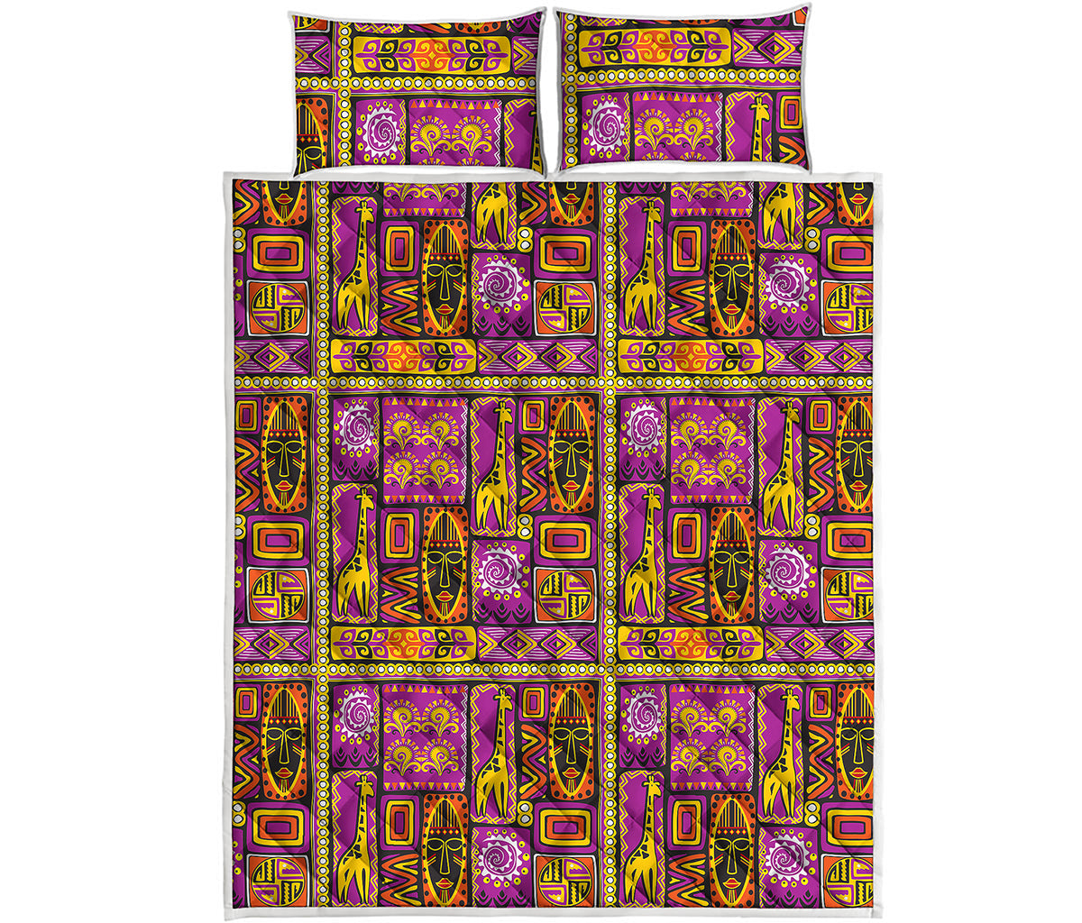 African Ethnic Tribal Inspired Print Quilt Bed Set