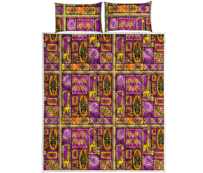 African Ethnic Tribal Inspired Print Quilt Bed Set