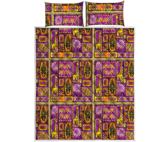 African Ethnic Tribal Inspired Print Quilt Bed Set