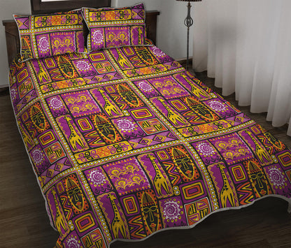 African Ethnic Tribal Inspired Print Quilt Bed Set