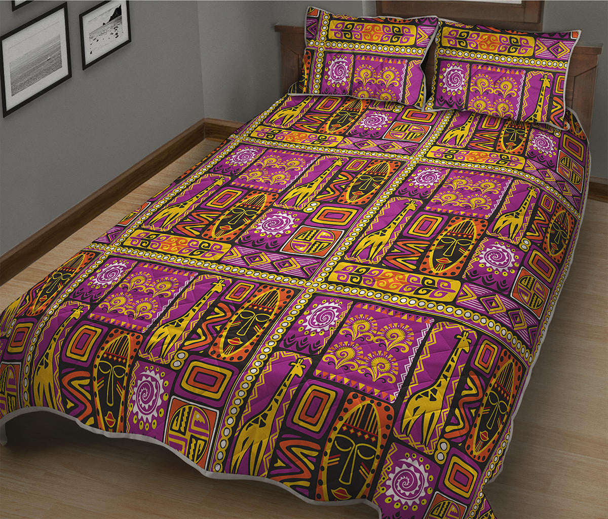 African Ethnic Tribal Inspired Print Quilt Bed Set