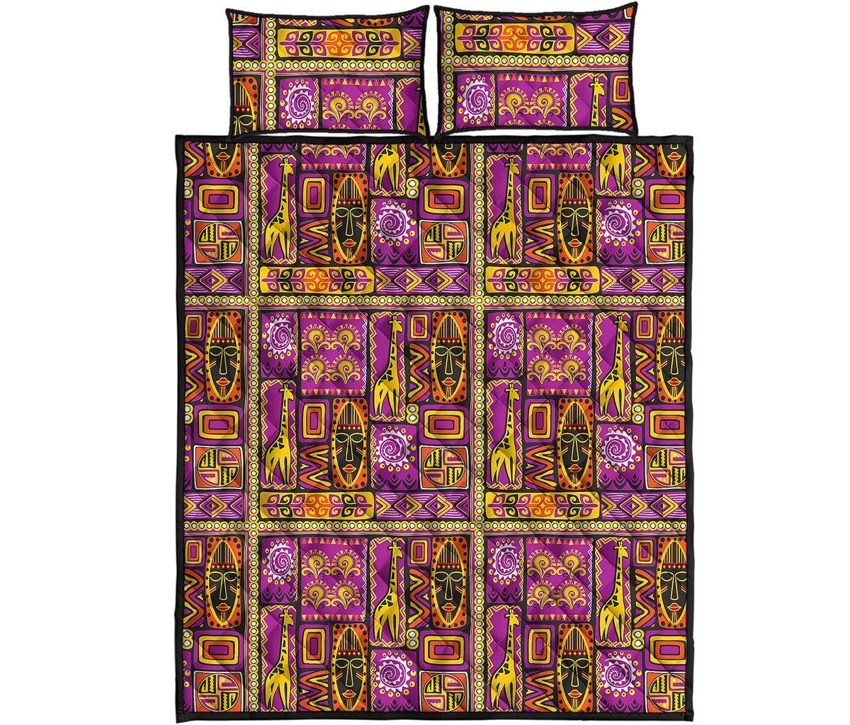 African Ethnic Tribal Inspired Print Quilt Bed Set
