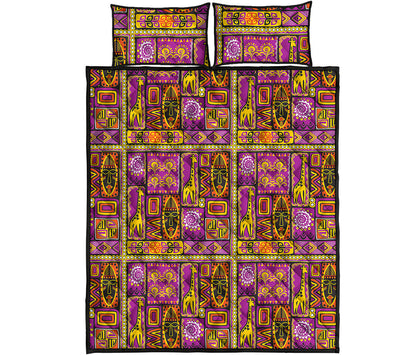 African Ethnic Tribal Inspired Print Quilt Bed Set