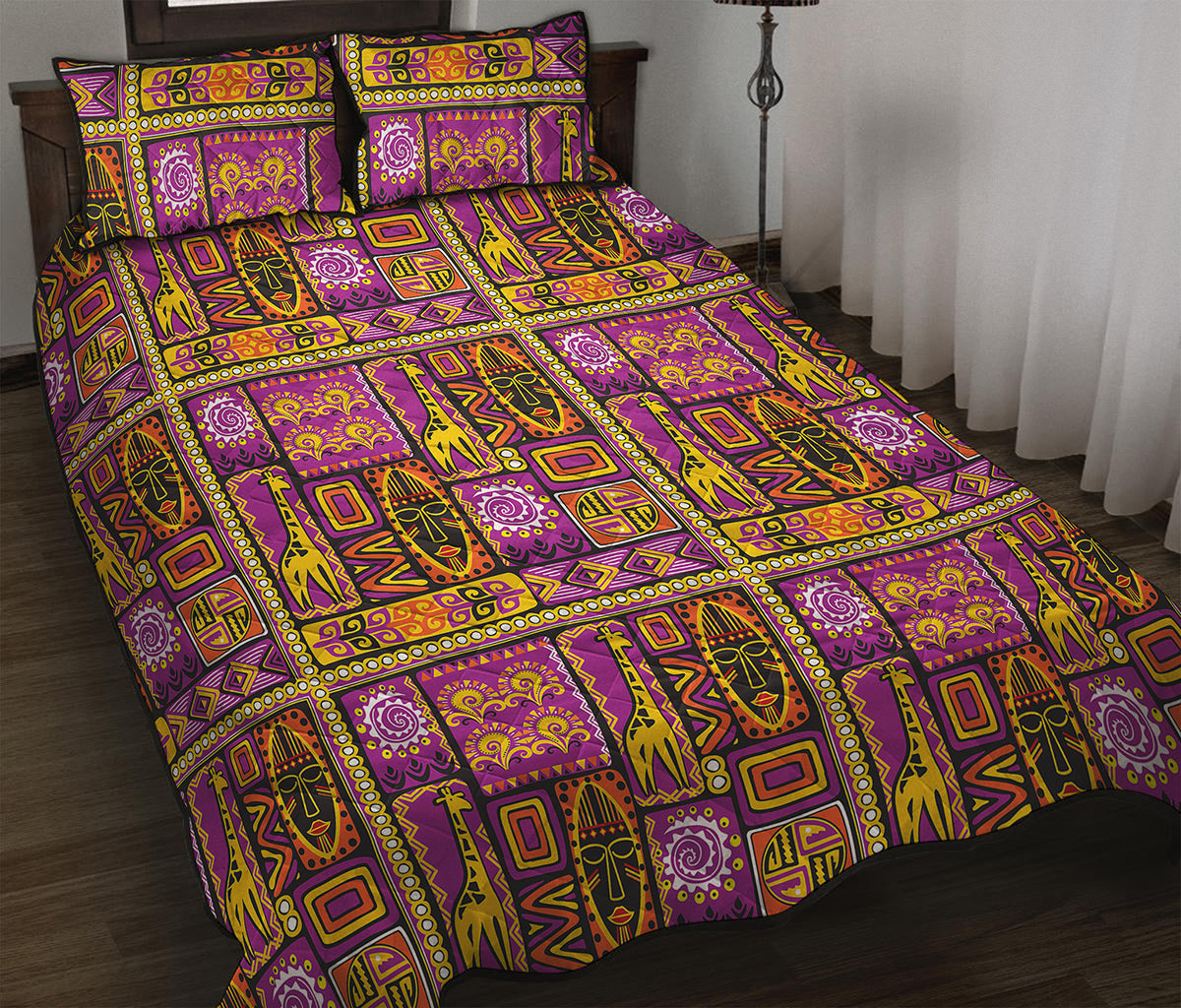African Ethnic Tribal Inspired Print Quilt Bed Set